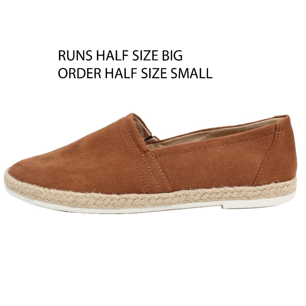 Chestnut faux suede espadrille slip on loafer - Picture 2 of 7